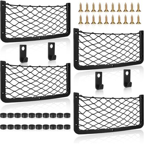 4-Pack Car Storage Net, Trunk Organizer, Large Size, Car Pocket Organizer Bag for Cars, RVs, Boats, Home, 36.5 x 18.5 cm