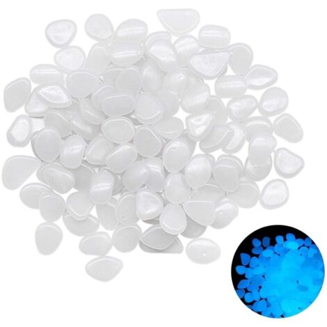 300 Luminous Pieces, Decorative Shiny Pebbles, Luminous Pebbles, Artificial White Pebbles, Stones for Outdoor Garden Aquarium, Luminous Pebbles that Glow in the Dark (White)