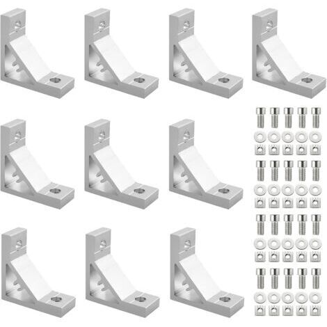 CCYKXA Kamtop Fixing Brackets, 10pcs Right Angle Joint 3030 90° Corner Brackets Small Aluminum Metal Angle Brackets Spacers with Screws