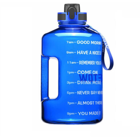 Large capacity plastic sports water bottle with graduations - Blue - 3.78 L