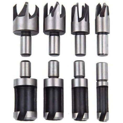 Wood Plug Cutter Set of 8 Wood Plug Drill Bits for Dowel Making, Cutting Tool for Making Wood Plugs, Dowels, Studs, Tenons (1/4)