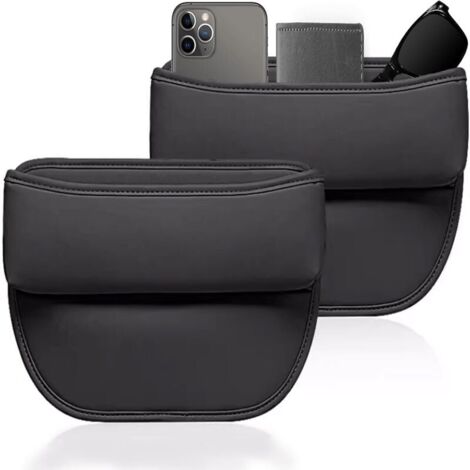 2-Piece Car Seat Storage Box, Leather Car Organizer, Console Side Pocket, Multifunctional Car Seat Gap Storage for Phones, Cards, Keys