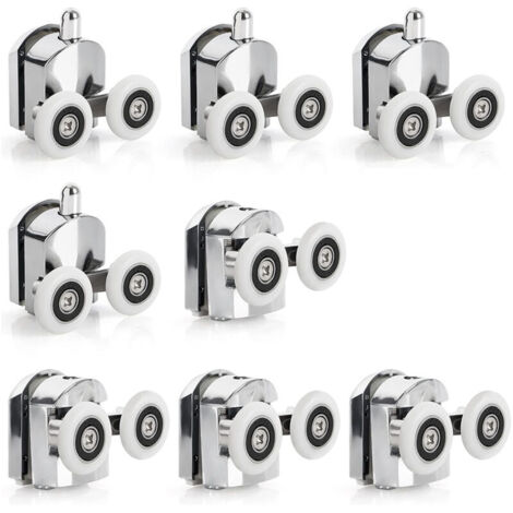 Sliding Shower Door Rollers - 23mm Diameter Zinc Alloy Sliding Shower Door Rollers - Replacement Twin Wheels for Bathroom (1/4)