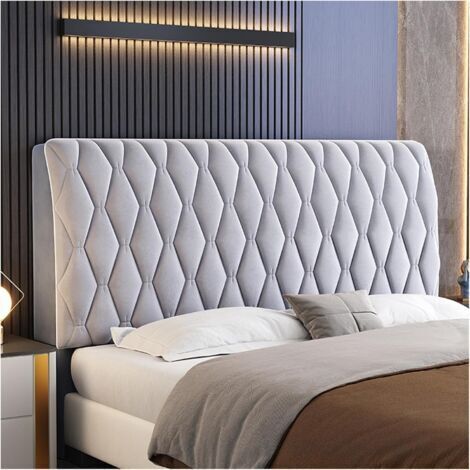 Velvet headboard cover for king-size bed, full protection, dustproof, light grey, 150 cm