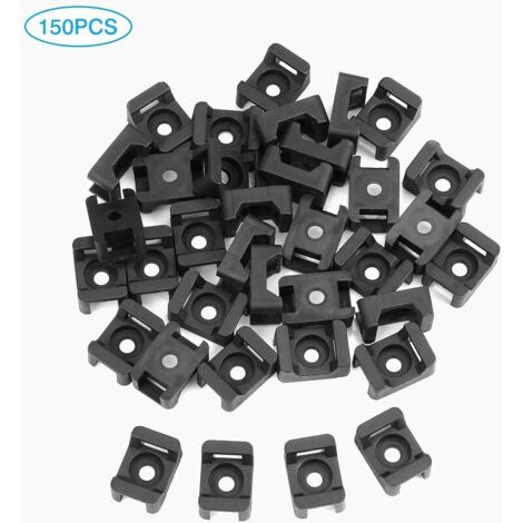 150PCS Black Cable Tie Brackets, Cable Tie Base, 23mm x 16mm