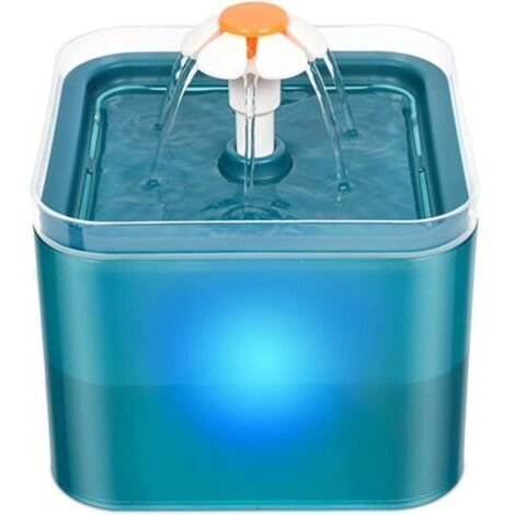 FAMILY 2L Cat Water Dispenser, Cat Drinker with Activated Carbon Filter, Super Quiet Pet Fountain with LED Lights (Green)