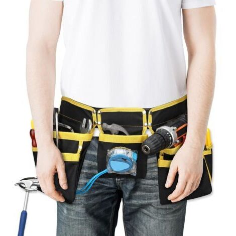 Adjustable Oxford cloth tool belt – 11 pockets and 2 hammer loops – Length 21"-43" – For electricians and DIY enthusiasts (1/5)