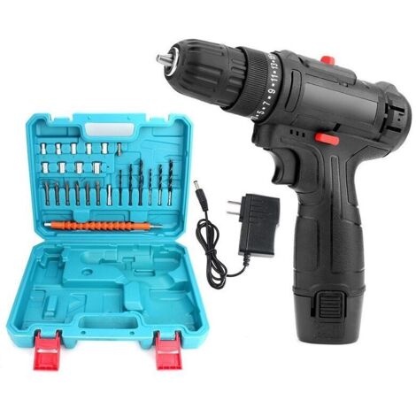 12V Lithium Rechargeable Electric Drill, Cordless Battery-Powered Electric Screwdriver for Household Power Tools (1/4)