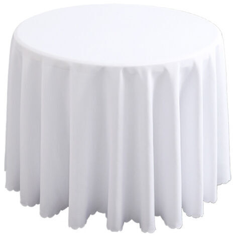 Round white tablecloth 240 cm – Wrinkle-resistant polyester fabric – Hand or machine washable – For weddings, banquets, parties