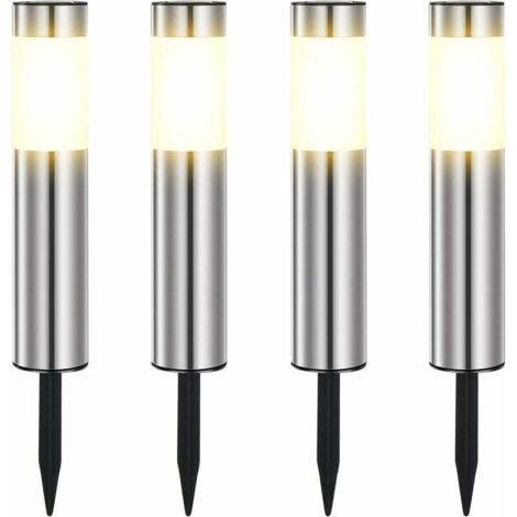 Outdoor Solar Lights, Stainless Steel Solar Garden LED Waterproof IP65 for Patio, Lawn, Paths and Garden Yard Walkways Warm White (4 Pieces)