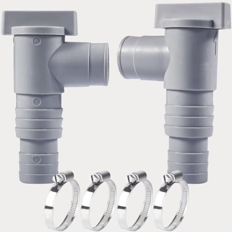 Set of 2 pool shut-off valves, valve with 32 mm fitting, including 4 hose clamps, accessories and pool maintenance parts. (1/5)