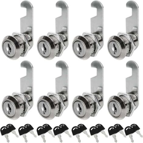 Set of 8 Universal Mailbox Locks, 30mm Metal Cabinet Lock, Zinc Alloy Mailbox Cylinder with 16 Keys for Drawers, Cabinets, Cupboards, Mailboxes (1/5)
