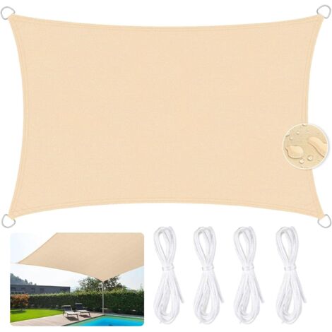 Waterproof rectangular shade sail 3 x 5 m, 95% UV protection for patio, garden, balcony – Beige