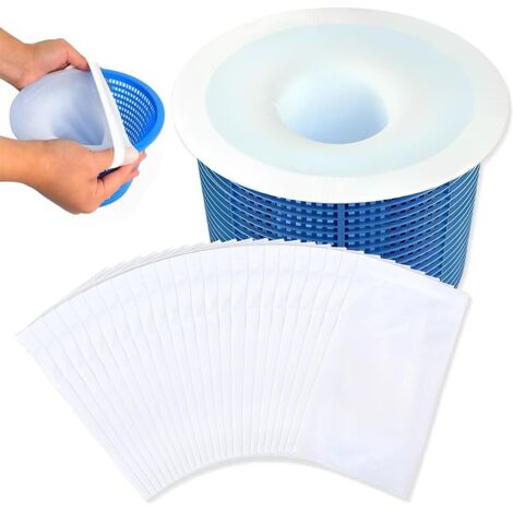 Pack of 20 pool skimmer socks, reusable elastic nylon pre-filters, retain debris and dirt for effective cleaning. (1/5)