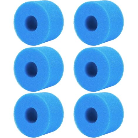 Pack of 6 sponge filter cartridges 108×40×73 mm for spas and swimming pools. Anti-clogging, washable and reusable, high filtration efficiency. (1/5)