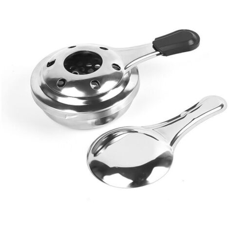 Alcohol burner, fondue alcohol burner, gel alcohol burner, stainless steel, grey, 15 x 9.3 x 4.5 cm