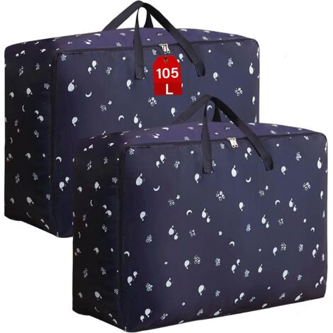 Set of 2 Large 105L Storage Bags, Foldable Covers with Handles for Clothes, Duvets, Bedding, Toys, Under Bed or Wardrobe (1/5)