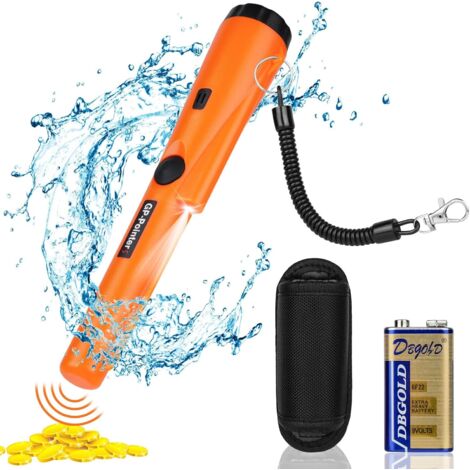 Pinpointer Metal Detector, IP68 Waterproof Portable Metal Detector, 360° Portable Metal Detector with Built-in LED Indicator/Alarm Light/9V Battery, for Treasure Hunting (1/5)