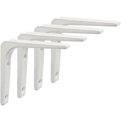 Wall Shelf Brackets, 4PCS Metal Brackets 100mm x 100mm Heavy Duty Brackets Wall Shelf Supports for Industrial Kitchen Wall Decor, Radiator Wall Mounting (White)