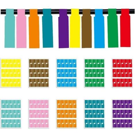 Cable Labels, 10 Colors, 300 Pieces, Waterproof Self-Adhesive Cable Labels for Cable Identification with Laser Printers (1/5)