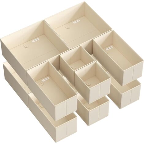 Set of 12 Drawer Organizers – Beige Fabric Storage Boxes for Underwear, Socks, Bras, Panties, Ties, Scarves (1/5)