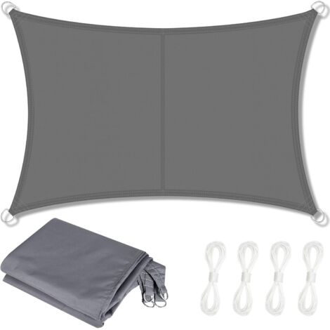 Waterproof rectangular shade sail measuring 4 x 3 m, made of Oxford polyester fabric, offering 95% UV protection, suitable for outdoor spaces. (1/5)