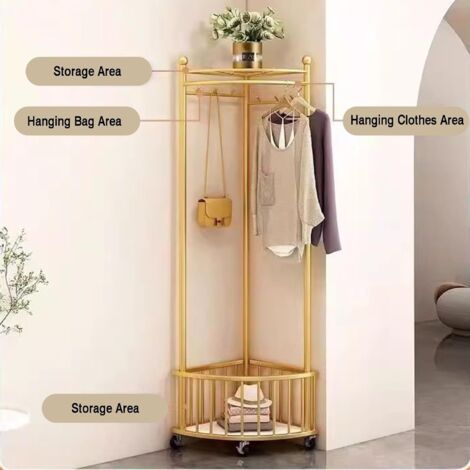 Corner coat rack with storage shelf for entryway, adjustable clothes ...