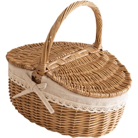Wicker Basket 26x18x13 cm – Children's Toy or Picnic Basket with Washable Lining, Ideal Thank You Gift (1/5)