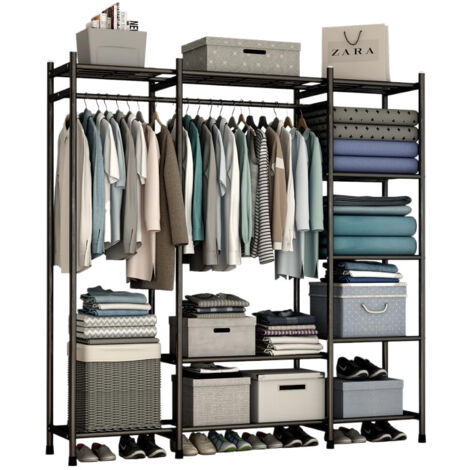 Fabric Wardrobe, Multi-Layer Storage Wardrobe, High-Strength Folding Wardrobe to Save Space with Hanging Rail for Bedroom, Rental Room, Dormitory (1/5)