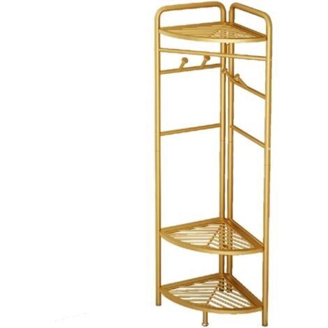 Freestanding coat rack with a sturdy corner design, ideal for entryway, hallway, bedroom and office, Gold 42 x 32 x 174 cm (1/5)