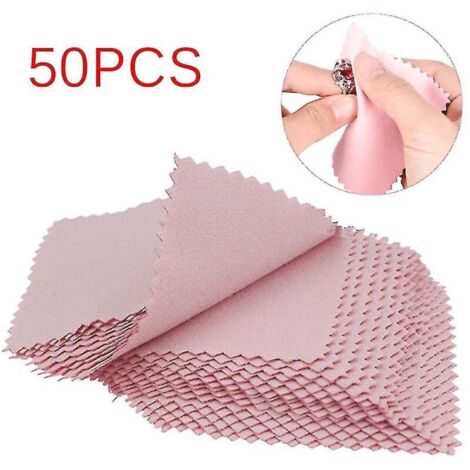 Silver Jewelry Cleaning Cloth, Anti-Tarnish Tool, 50 Pieces (1/4)