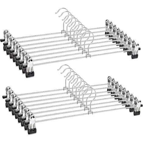 Clip Hangers, Skirt Hangers, Trouser Hangers for Adults and Children, Set of 15 (1/5)