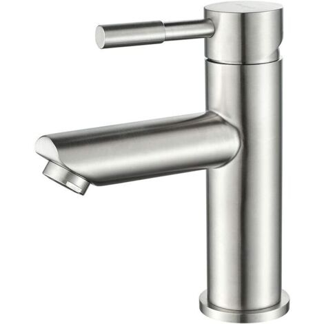 Bathroom Mixer Tap, Single Lever Basin Tap, Stainless Steel, Grey