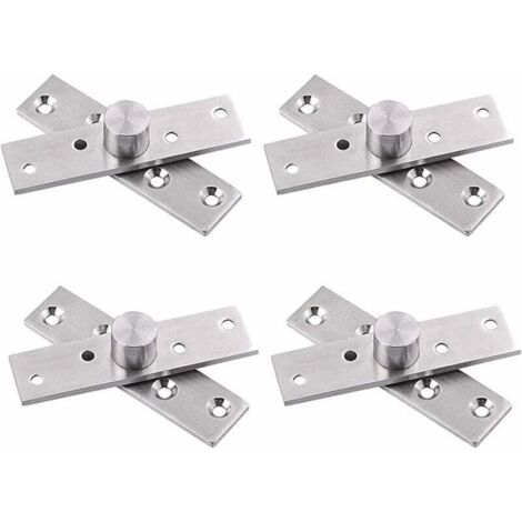 4-Piece 360-Degree Concealed Rotating Pivot Door Hinges, Thickened Stainless Steel Top and Bottom Wooden Door Hinges for Cabinets, Windows, and Doors