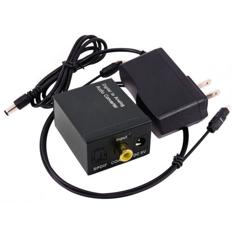 Digital to Analog Audio Converter, Coaxial Optical Digital, Coaxial Toslink to Analog RCA L/R Audio Converter Amplifier Adapter