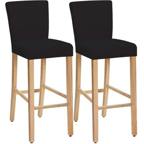 Stretchable, washable and removable dining chair covers, bar stool covers, bar chair covers, pub counter seat cover (black, set of 2)