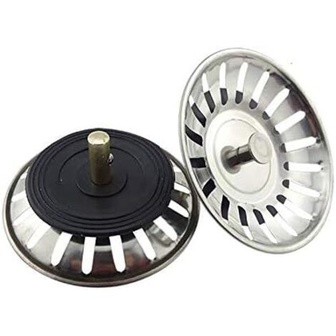 2PCS Universal 8cm Basket Drain Plug Stainless Steel Kitchen Sink Strainer Double Layer Sink Stopper Drainer for Kitchen and Bathroom (1/5)