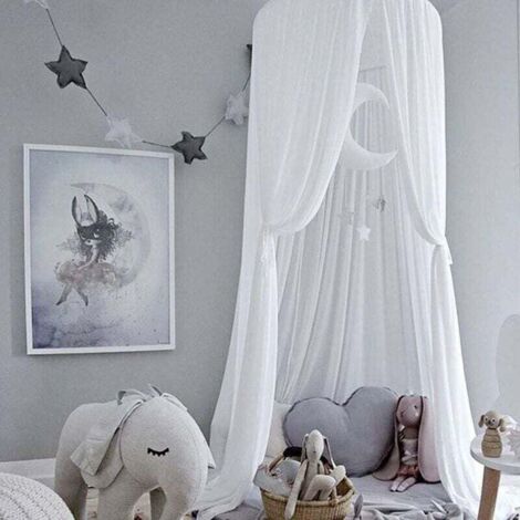 Children's Bed Canopy Mosquito Net for Kids' Room Bed Canopy (White) 50x220cm