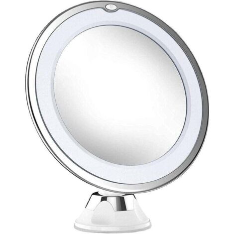 Lighted Makeup Mirror with 10X Magnification, 360° Rotation, Powerful Lockable Suction Cup, Portable Wireless Vanity Mirror (Battery Operated) (1/5)