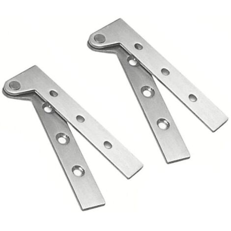 Set of 2 Stainless Steel Concealed Pivot Door Hinges, 360 Degree Rotation, 4 Inch Offset Knife Hinges, Hidden Pivot Hinge, Brushed Silver
