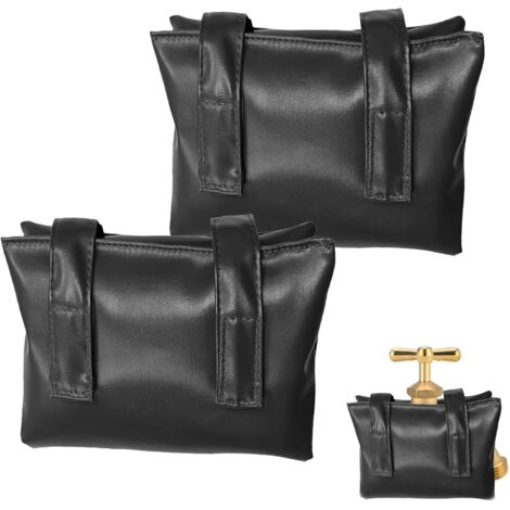 2-Piece Outdoor Faucet Cover Set, Black Leather Faucet Winter Protection, Frost Protection, Thickened Thermal Insulation for Outdoor Faucets, Cold-Resistant and Waterproof Faucet Cover for Garden, Yar (1/5)