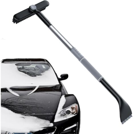 Car ice scraper with brush, 3-in-1 multifunctional snow brush, retractable car ice scraper, car ice scraper with 360° rotating brush head, 86cm long snow shovel with foam handle