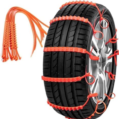 10-piece set of car snow chains, reusable anti-snow chains for snow tires, for winter driving on muddy roads, suitable for cars, SUVs, pickups, and trucks.