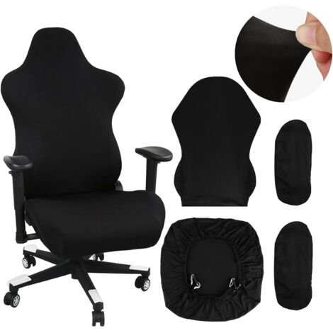 4-Piece Gaming Chair Cover Set, Black, Stretchable, Removable, Washable with Armrests, Gaming Chair Covers for Computer Chairs, Gaming Chairs, Swivel Chairs, Armchairs (1/5)