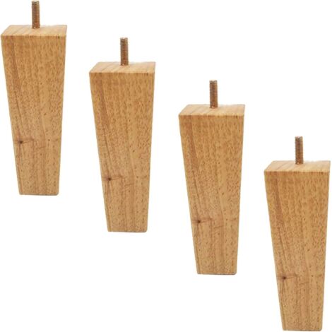 4-Piece Furniture Leg Set, Straight 5cm Wooden Furniture Legs, Coffee Table Legs, with Screws, Anti-Slip Pads, and Mounting Plates for Sofa, Bed, Table, Armchair, Nightstand, Cabinet (1/5)