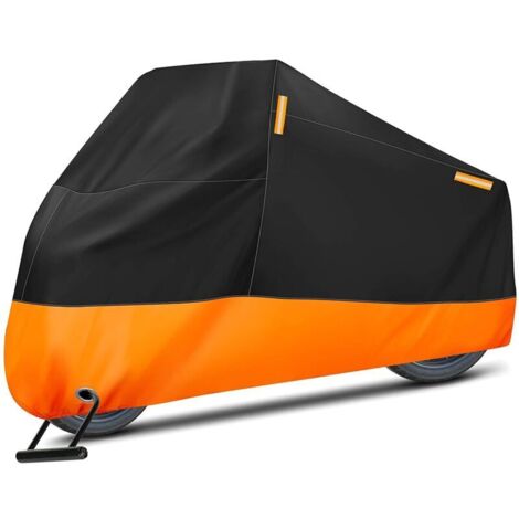 Waterproof Motorcycle Cover, Indoor/Outdoor Protective Cover, 210D Rain, Dust, and UV Protection, Winter and Summer Motorcycle Cover for Motorcycle, Scooter, and Motorbike (245x105x125cm) (1/4)