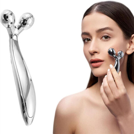 Silver anti-aging portable facial massager