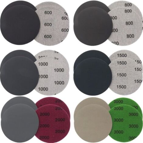 Set of 24 Pieces 75mm Wet/Dry Body Sandpaper, Round Abrasive Discs, Orbital Sanding Pads, Headlight Sanding Sheets (1/4)