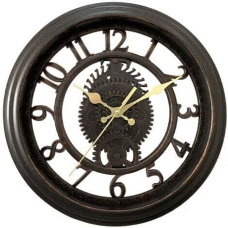Vintage 11" Wall Clock - Black, Creative Skeleton Wall Clock, Round Light Living Room Wall Clock, Luxury Style (1/4)