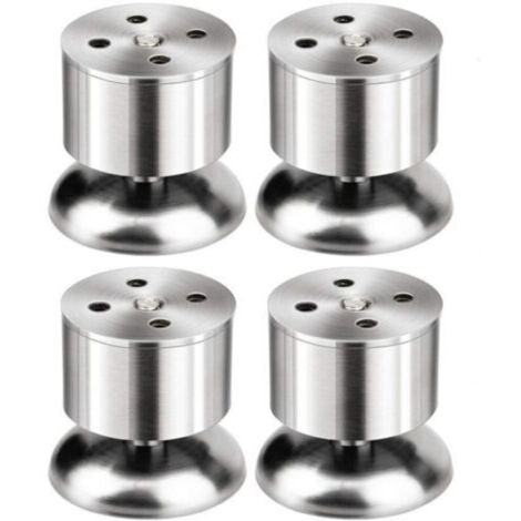 Set of 4 Adjustable Furniture Legs - 6cm Stainless Steel Table Legs with Rubber Pads and Screws (1/4)